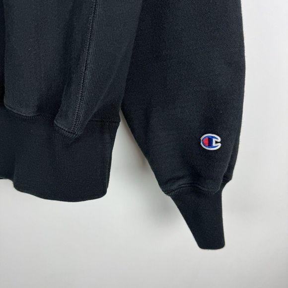Champion Reverse Weave Crewneck Sweatshirt Mens Size Small Black Pullover - Picture 3 of 14